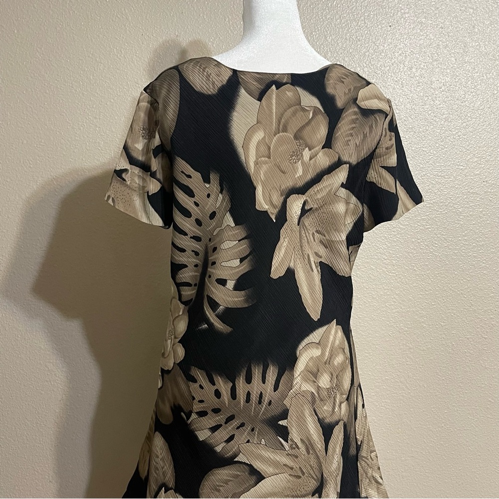 Pat Argenti Silk Floral Fairy Midi Dress (Black/Taupe) - Picture 6 of 15